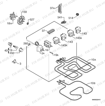 Взрыв-схема плиты (духовки) Zanussi ZHM727X - Схема узла Electrical equipment 268